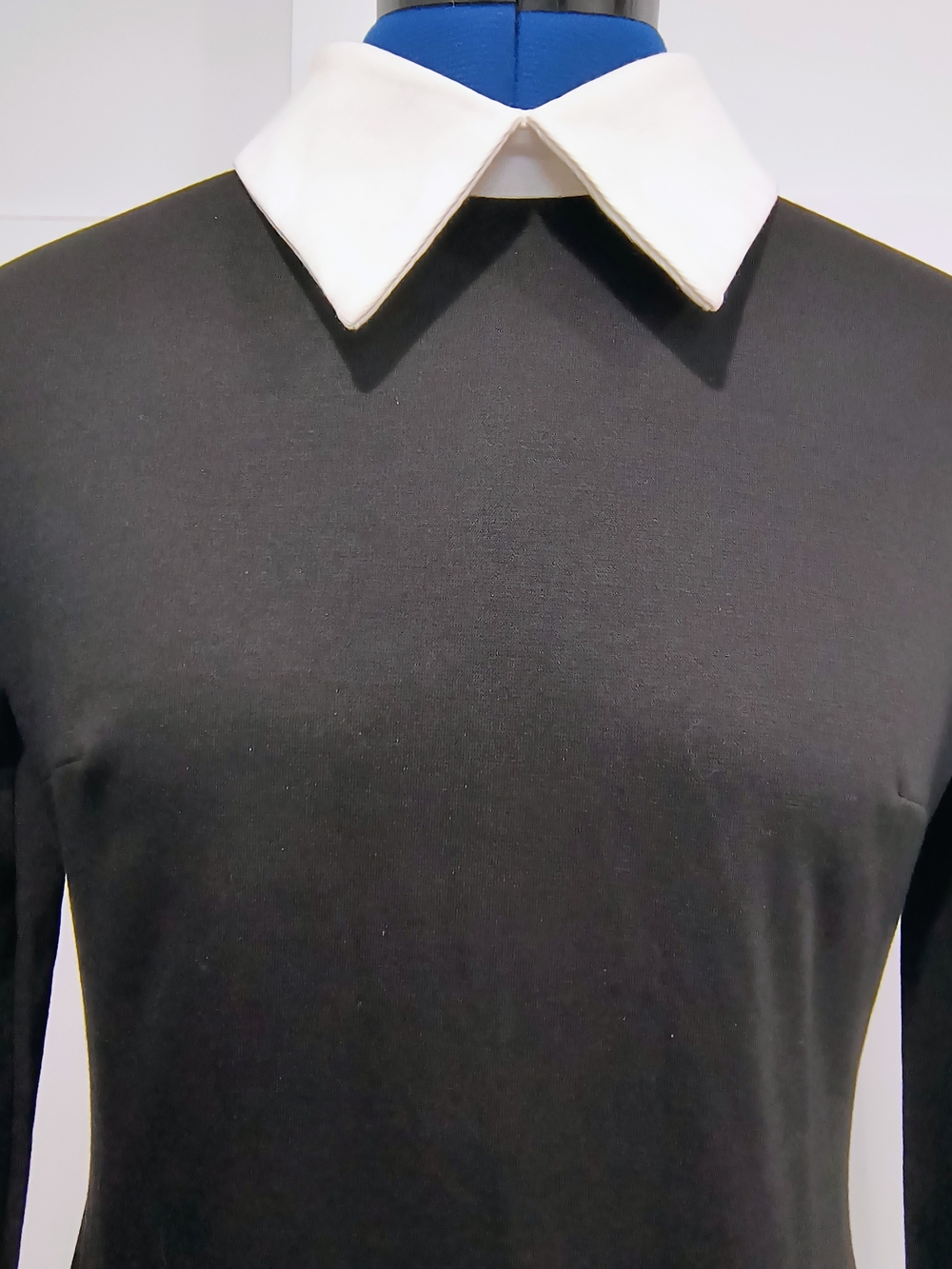 NWT Black Midi Dress with White Collar and Cuffs - Picture 3 of 9